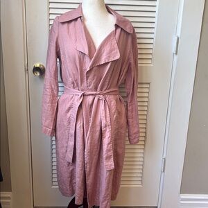 Pink 100% linen wrap coat Size medium